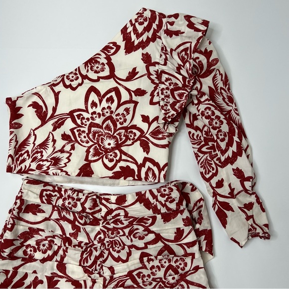 Zara Bloggers Favorite Print Poplin One Shoulder Top + Mini Skirt Set Size S - Picture 13 of 16